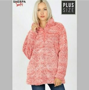 Zenana Outfitters Pullover 1/4 Zip Sherpa Teddy Sweater Jacket